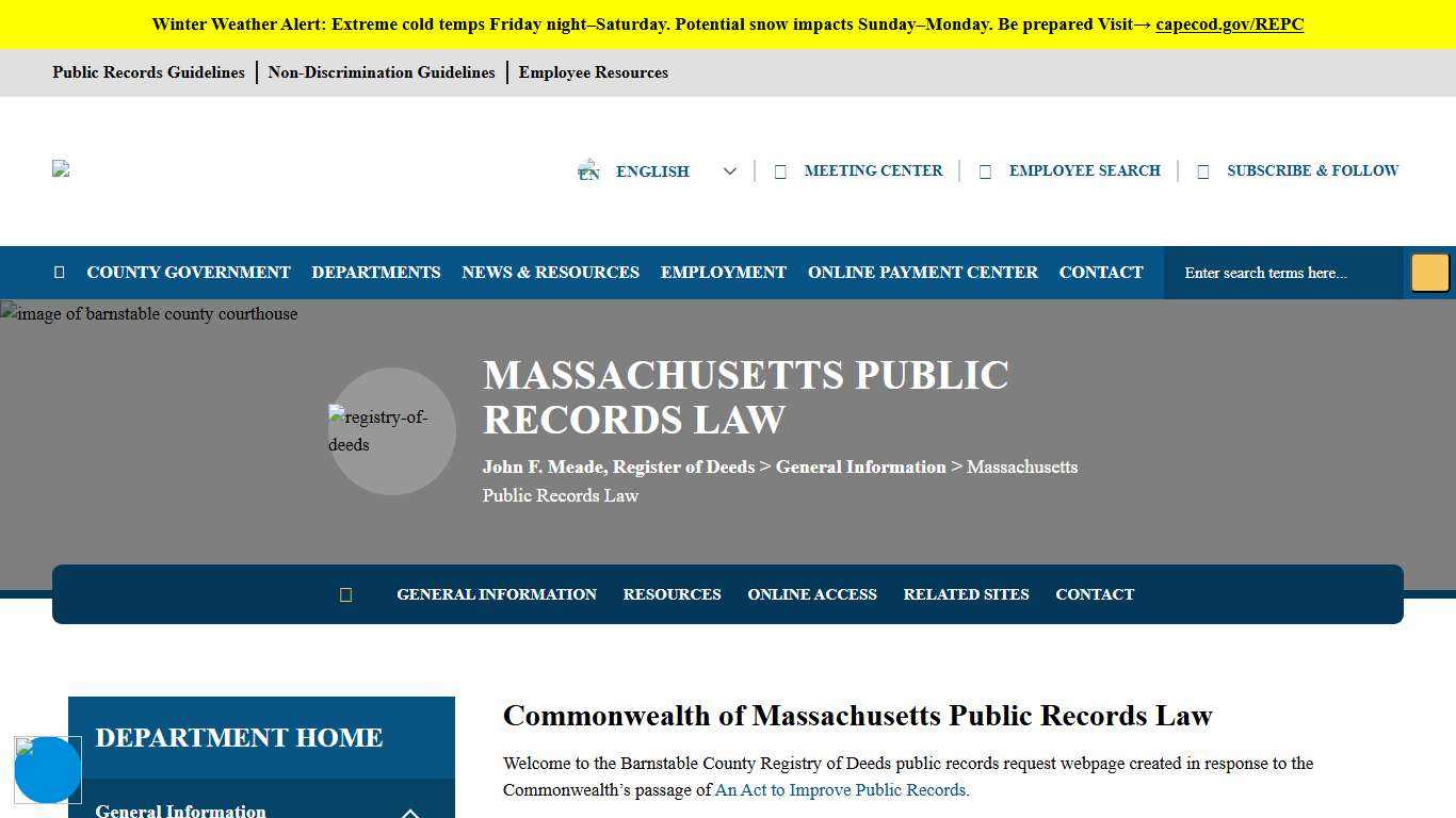 Massachusetts Public Records Law - Barnstable County